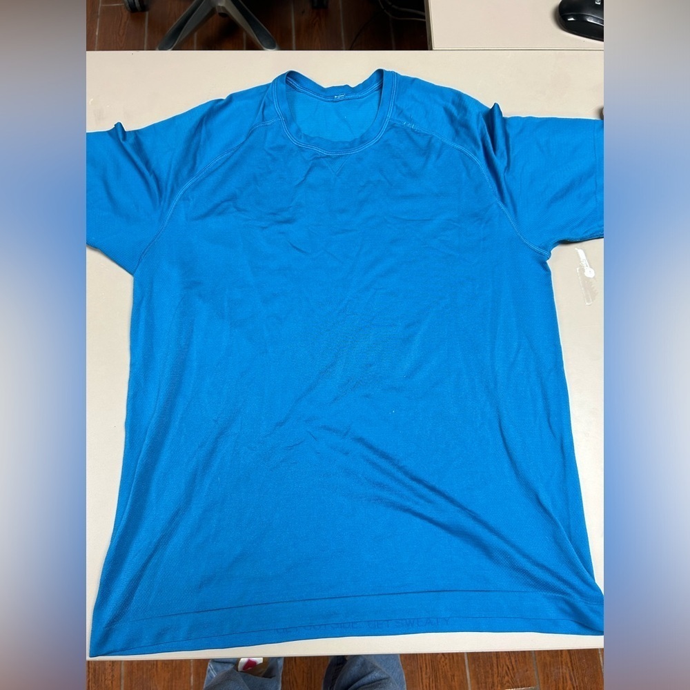 Lululemon Men Blue Metal Vent Tech SS Short Sleeve Round Neck Shirt L